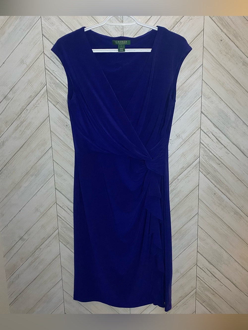 Ralph Lauren Cobalt Blue Cap Sleeve Wrap-Style Midi Dress